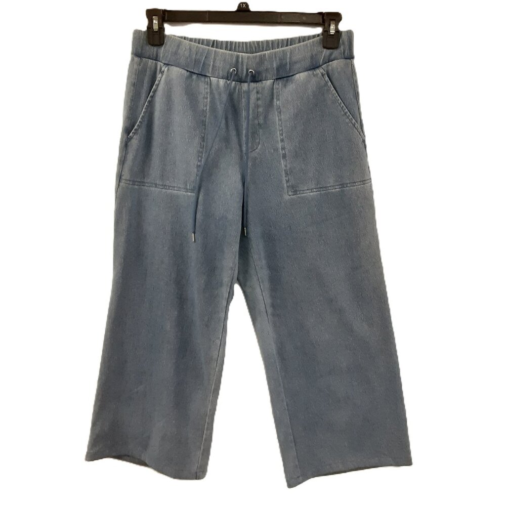 D & Co. Womans Capri  Sz MP Pullon Pockets Wide Leg Stretch Vintage 90's QVC